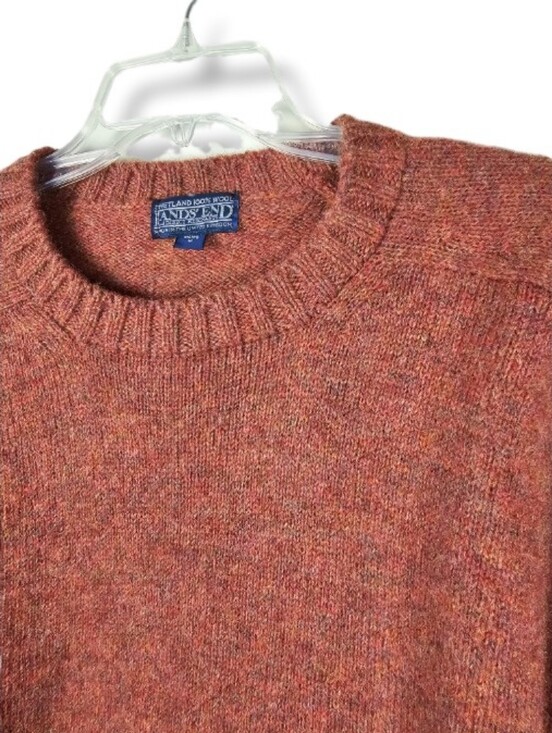 Lands' End Other - VTG Lands' End Mens M 38-40 Red Speckled Crewneck Sweater Shetland Wool Made UK
